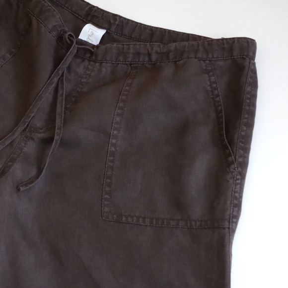 *Relisted London Jean Women's Sun Kissed Brown Drawstring Wide Leg Linen Pants 4 - Picture 2 of 10